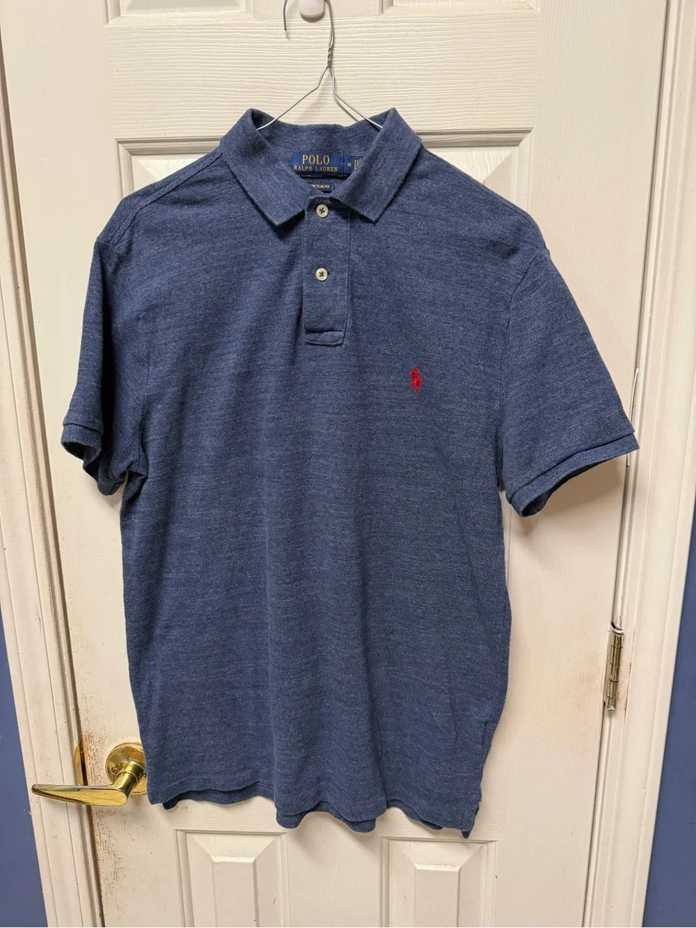 Polo by Ralph Lauren Navy Heather Short-Sleeve Polo with Red Pony